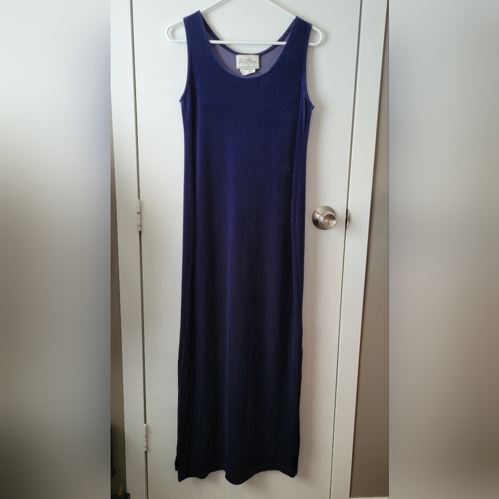 Vintage Di Marco blue velvet maxi dress